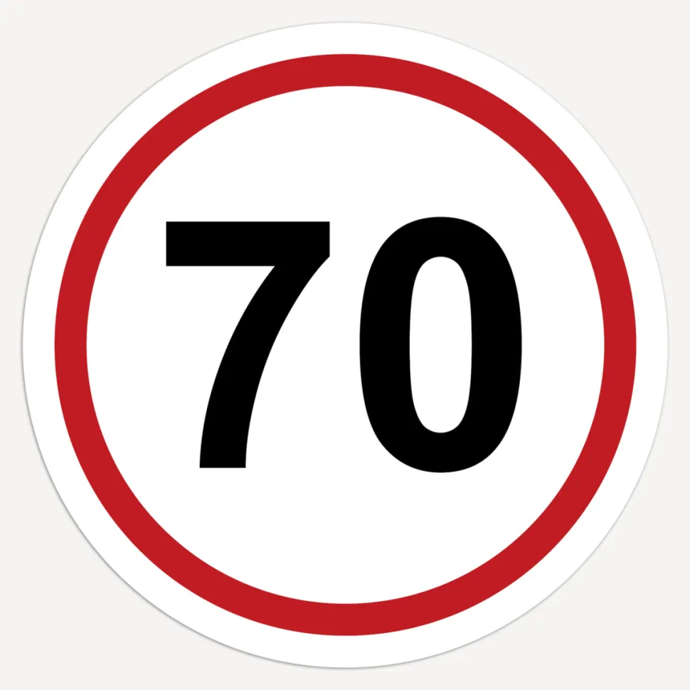 Einladung 70. Geburtstag "Verkehrsschild"