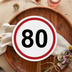 Einladung 80. Geburtstag "Verkehrsschild"