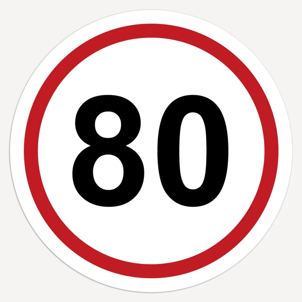 Einladung 80. Geburtstag "Verkehrsschild"