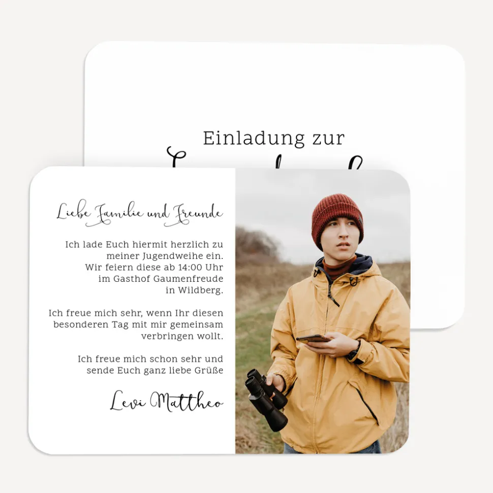 Einladung Jugendweihe runde Ecken "Minimalistisch"