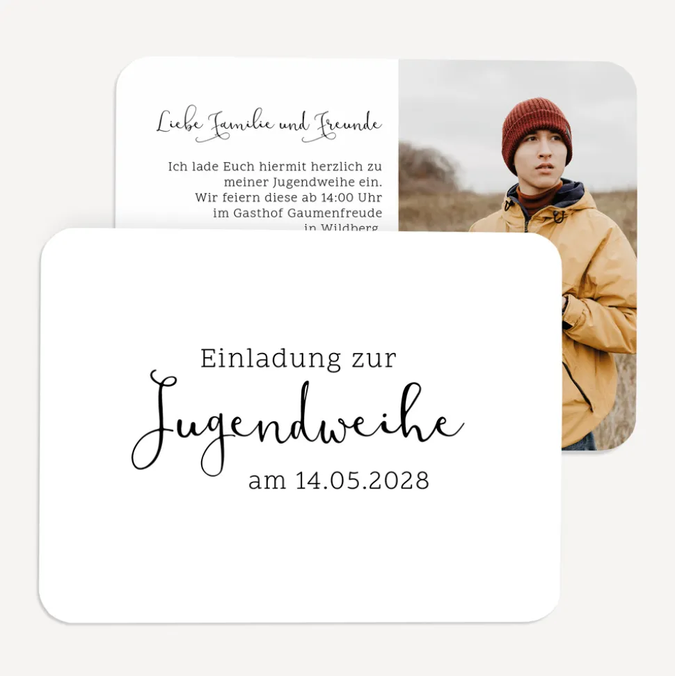 Einladung Jugendweihe runde Ecken "Minimalistisch"