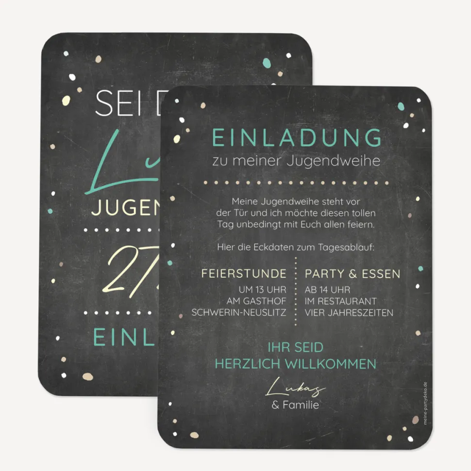 Einladung Jugendweihe runde Ecken "Tafel"