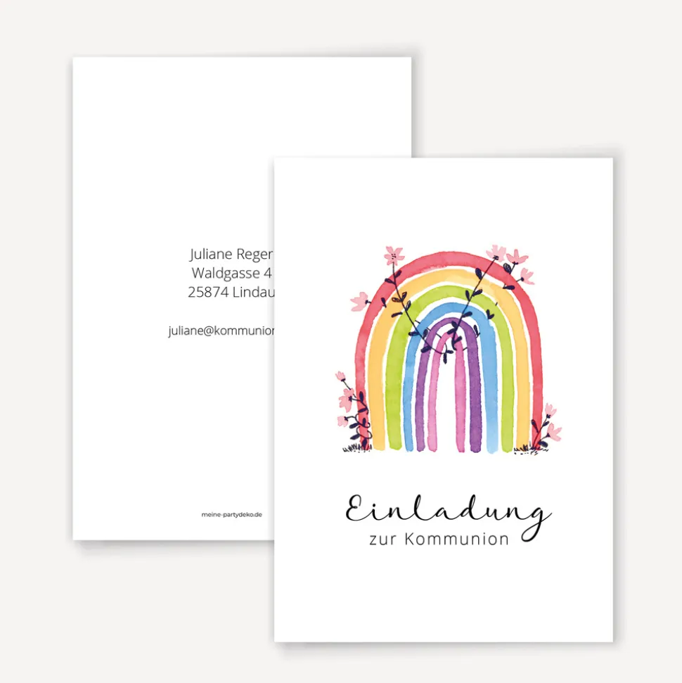 Einladung Kommunion "Regenbogen Vintage"