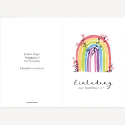 Einladung Kommunion "Regenbogen Vintage"