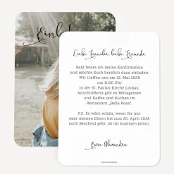 Einladung Konfirmation runde Ecken "Minimalistisch"