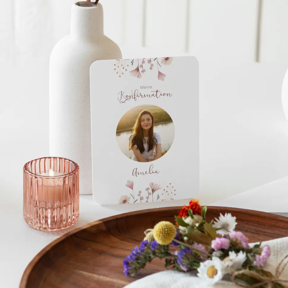 Einladung Konfirmation runde Ecken "Wild Flowers"