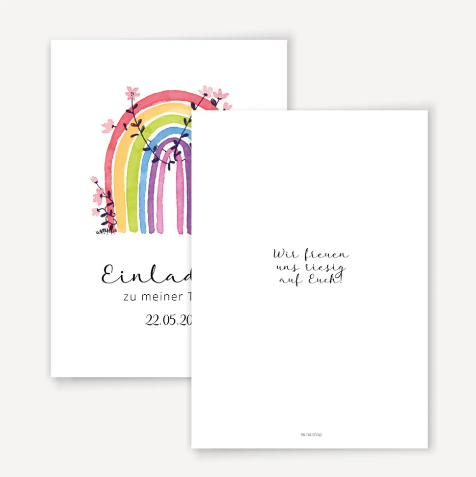 Einladung Taufe "Regenbogen Vintage"