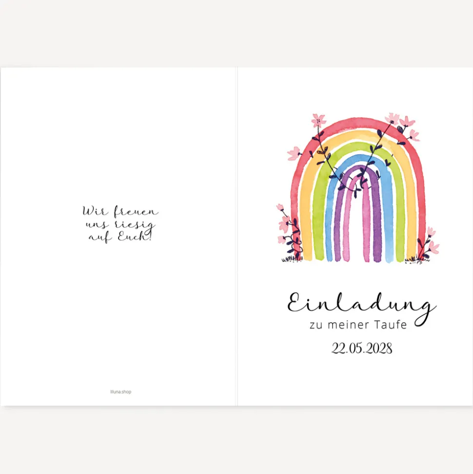 Einladung Taufe "Regenbogen Vintage"