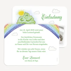 Einladung Taufe runde Ecken "Lebensbaum mit Regenbogen"
