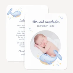 Einladung Taufe runde Ecken "Wal Willy"