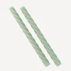 2er Set Stabkerzen gedreht salbeigrün 26 cm