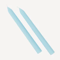 2er Set Stabkerzen mit Rillen hellblau 25 cm
