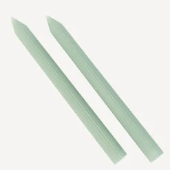 2er Set Stabkerzen mit Rillen salbeigrün 25 cm