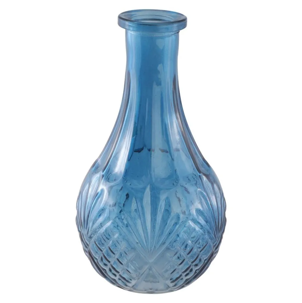 Flaschenvase Vintage blau 10 x 18 cm