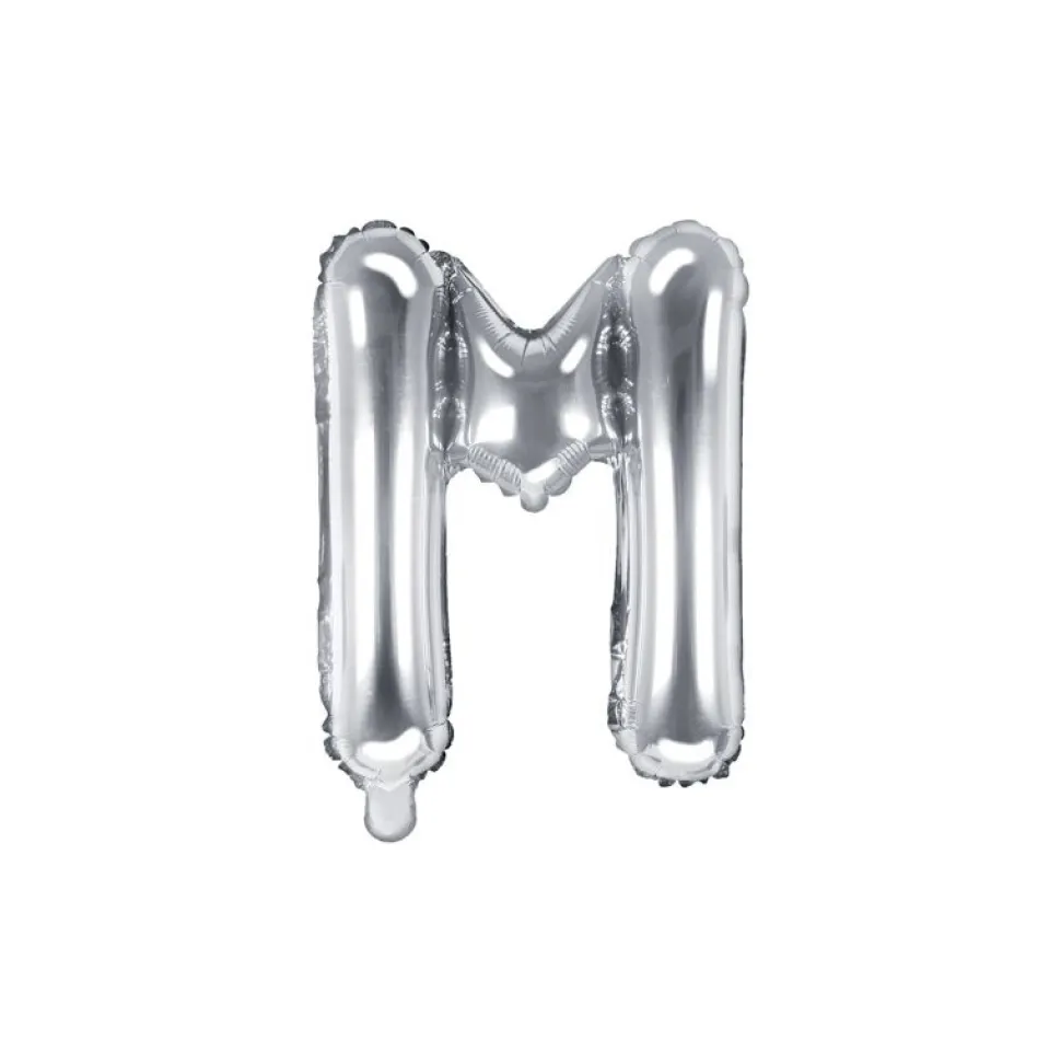 Folienballon Buchstabe "M" silber 35 cm