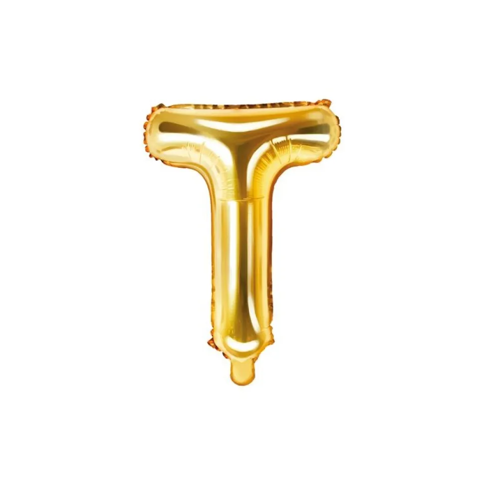 Folienballon Buchstabe "T" gold 35 cm