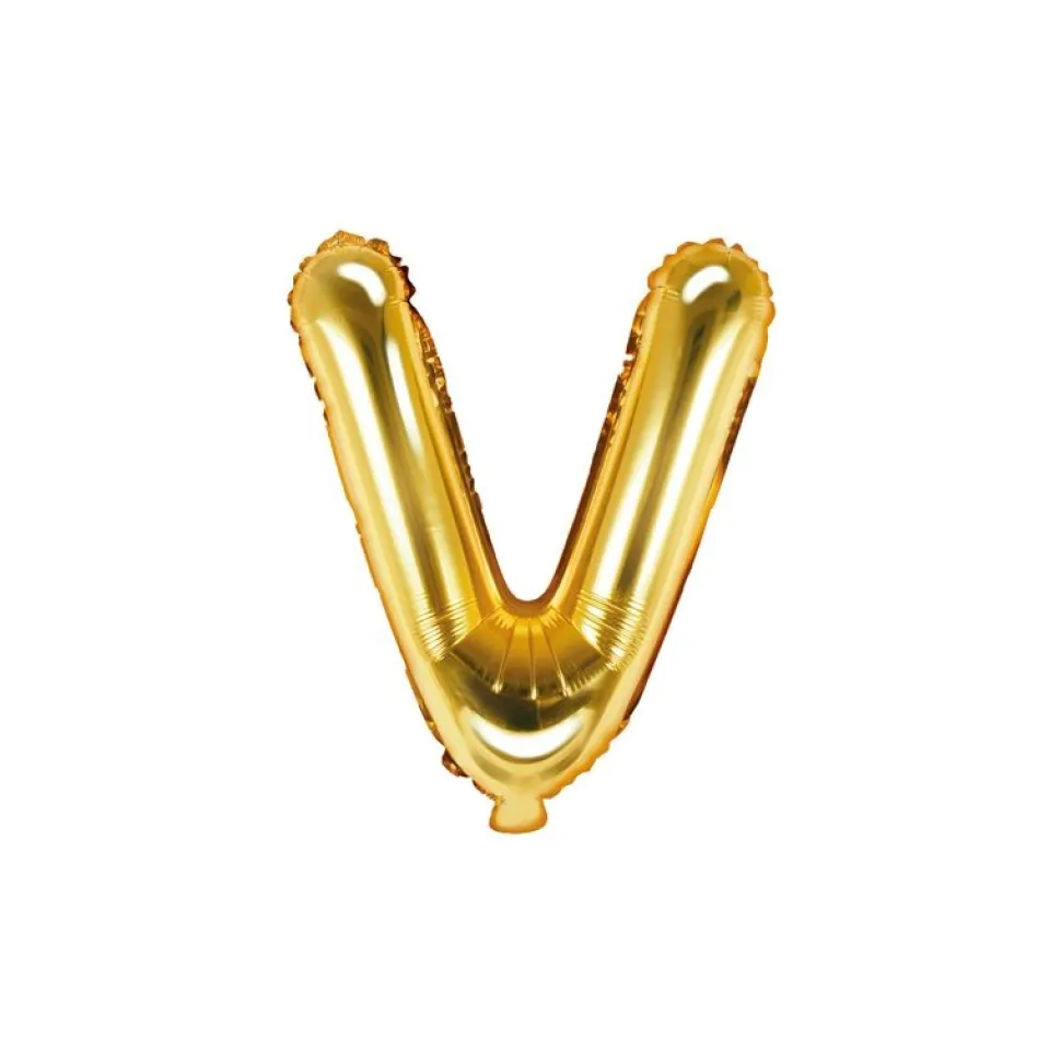 Folienballon Buchstabe "V" gold 35 cm