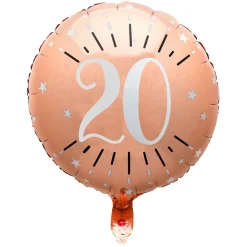 Folienballon "20. Geburtstag" roségold Ø 45 cm
