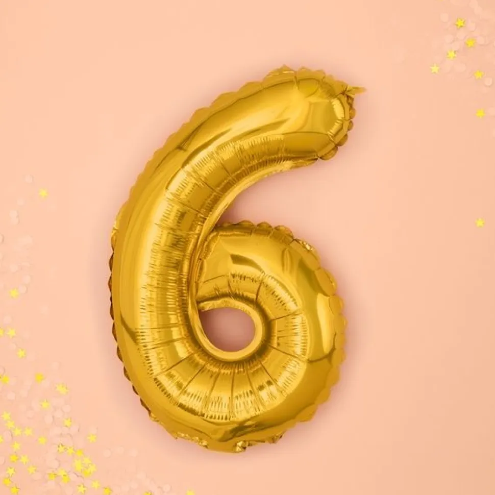 Folienballon "6" gold 35cm