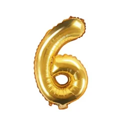 Folienballon "6" gold 35cm