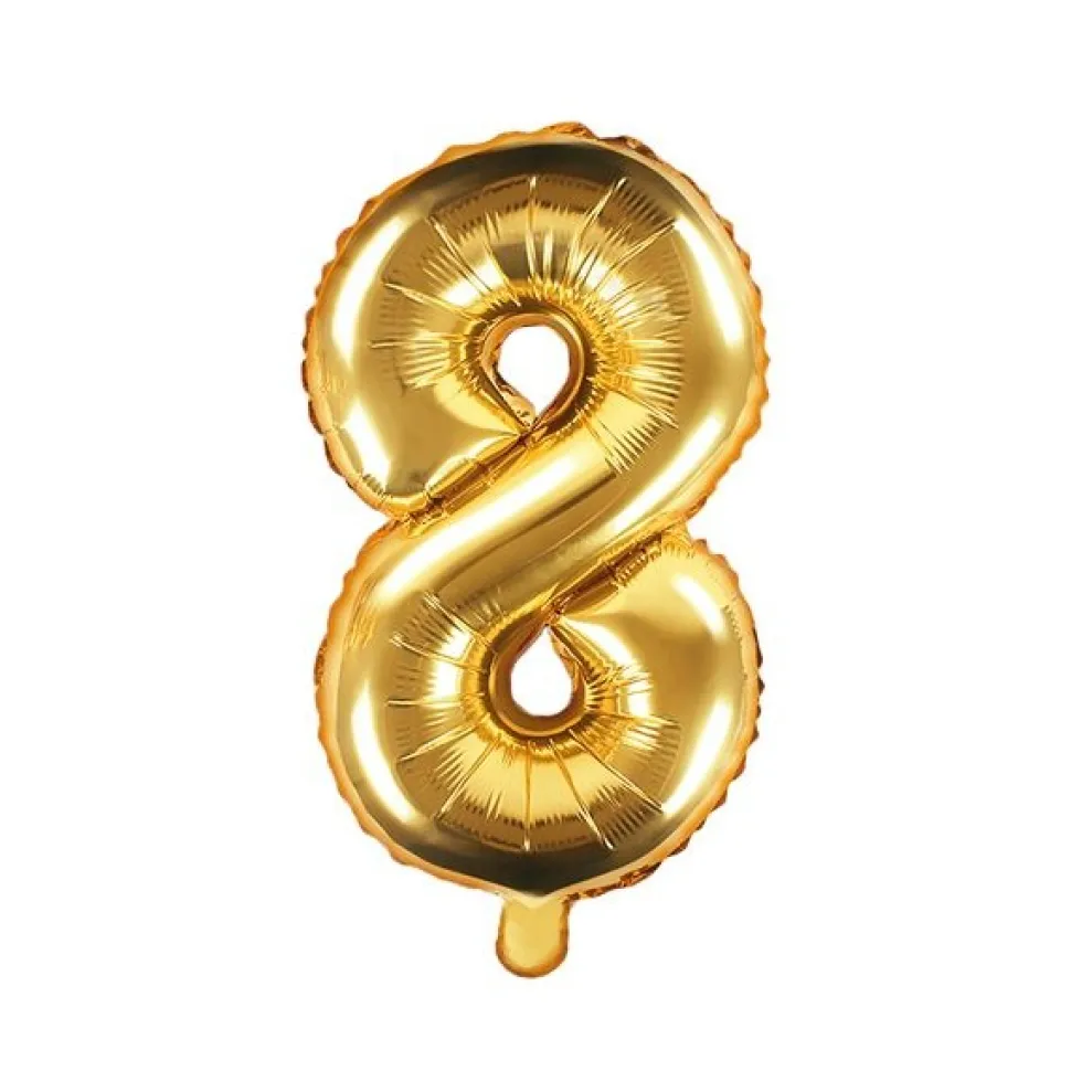 Folienballon "8" gold 35cm