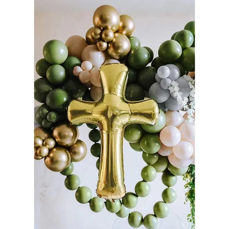 Folienballon goldenes Kreuz 74,5 x 103,5 cm
