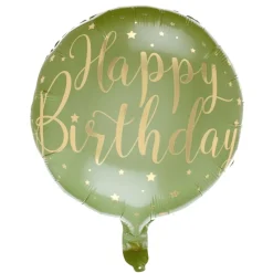 Folienballon "Happy Birthday" olivgrün Ø 45 cm