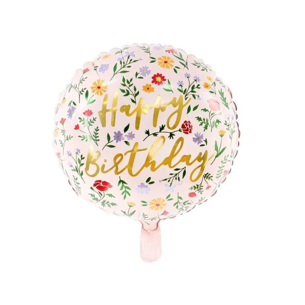 Folienballon Happy Birthday Blumen Ø 35 cm