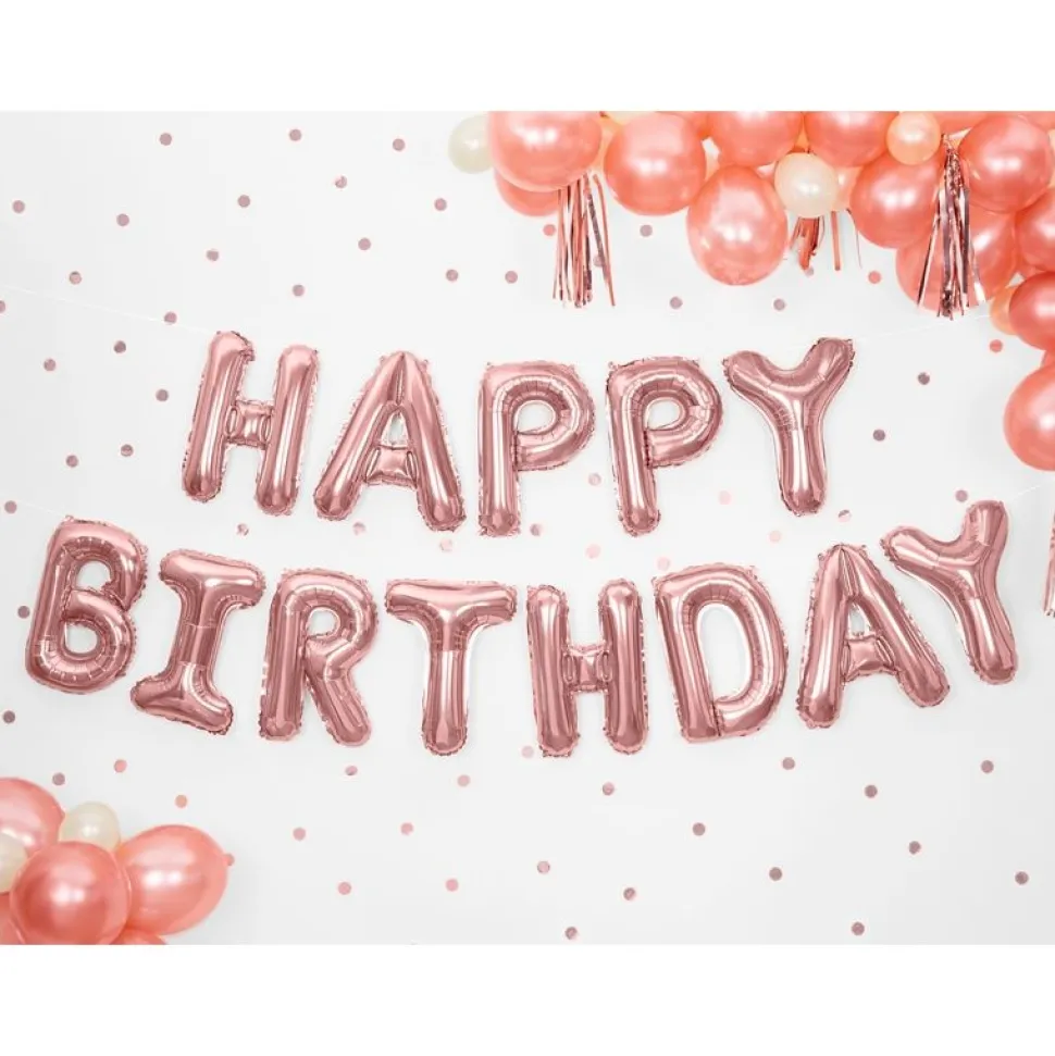 Folienballon "HAPPY BIRTHDAY" roségold 35 x 340 cm