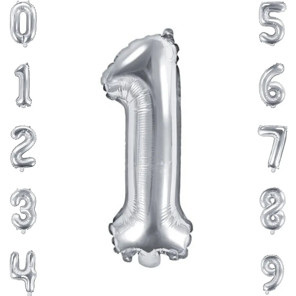Folienballon Zahlen 0 - 9 silber 86 cm