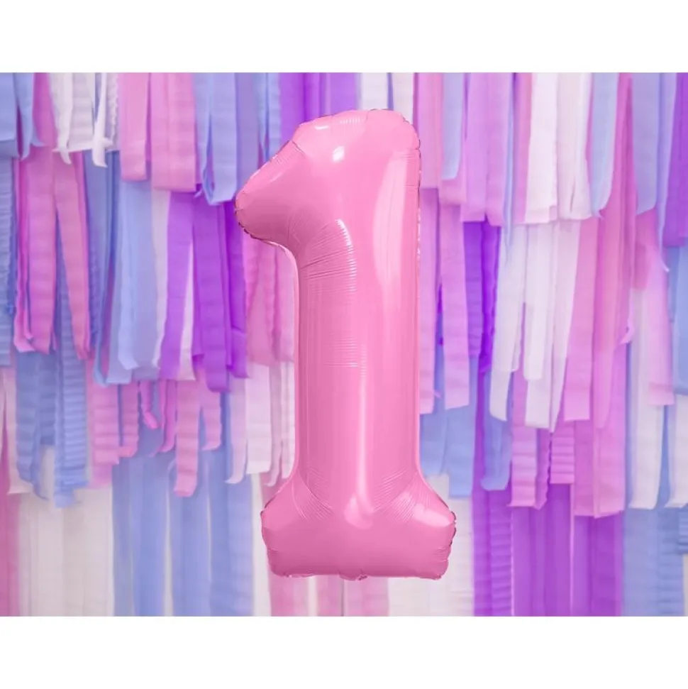 Folienballon Zahl "1" rosa 86 cm