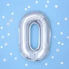 Folienballon Zahl "0" silber 35 cm