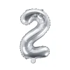 Folienballon Zahl "2" silber 35 cm