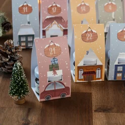 Frühstück Adventskalender mit Honig + Konfitüre inkl. Geschenktäschchen "Häuser"