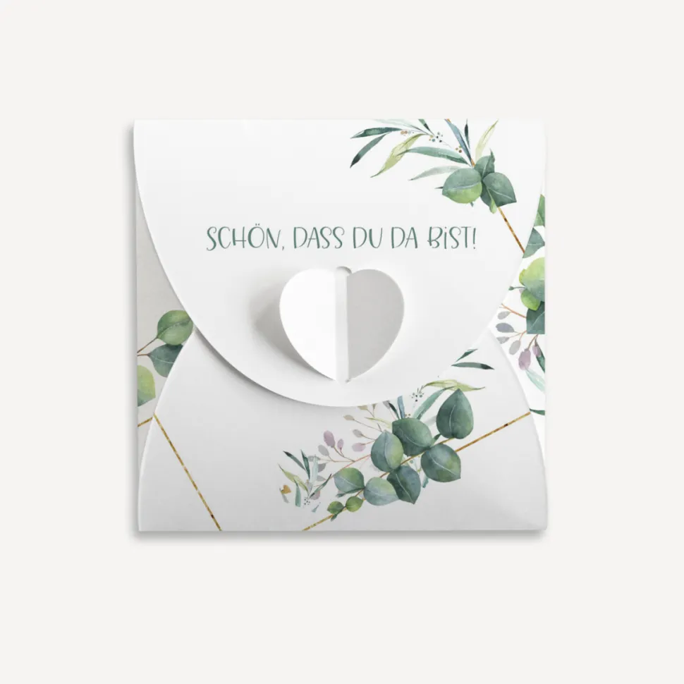 Gastgeschenk Anzuchtset Herz "Aquarell Eukalyptus Zweige"