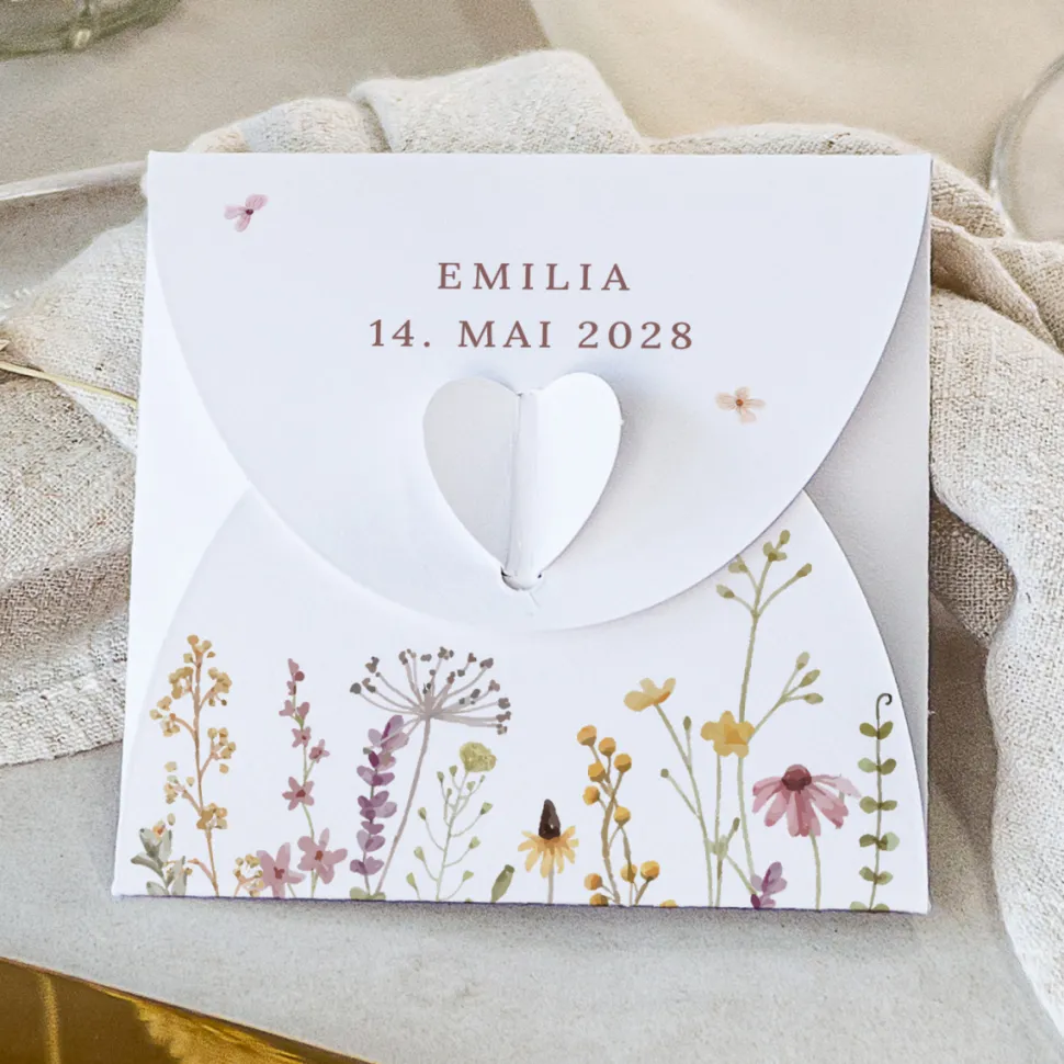Gastgeschenk Anzuchtset Herz "Wildromantische Blüten"