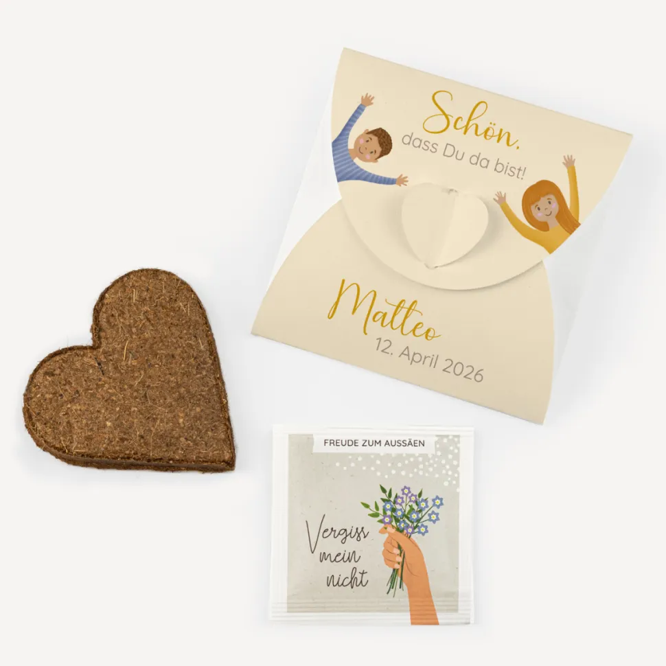 Gastgeschenk Anzuchtset Herz "Ihr seid meine Freunde!"