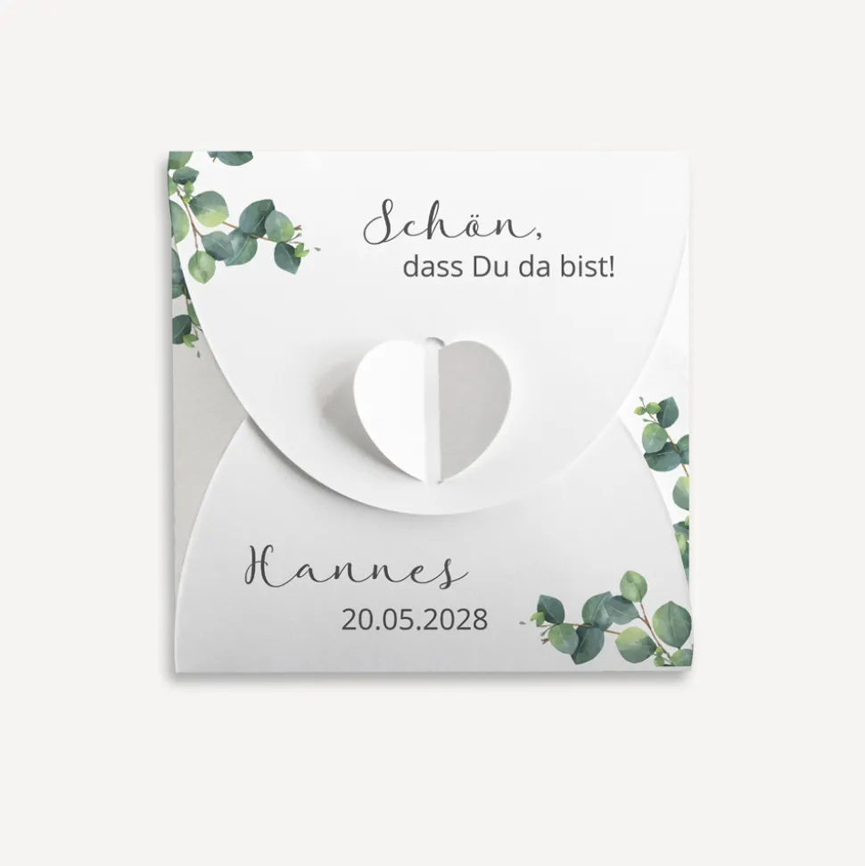 Gastgeschenk Anzuchtset Herz "Eukalyptus Kreuz"