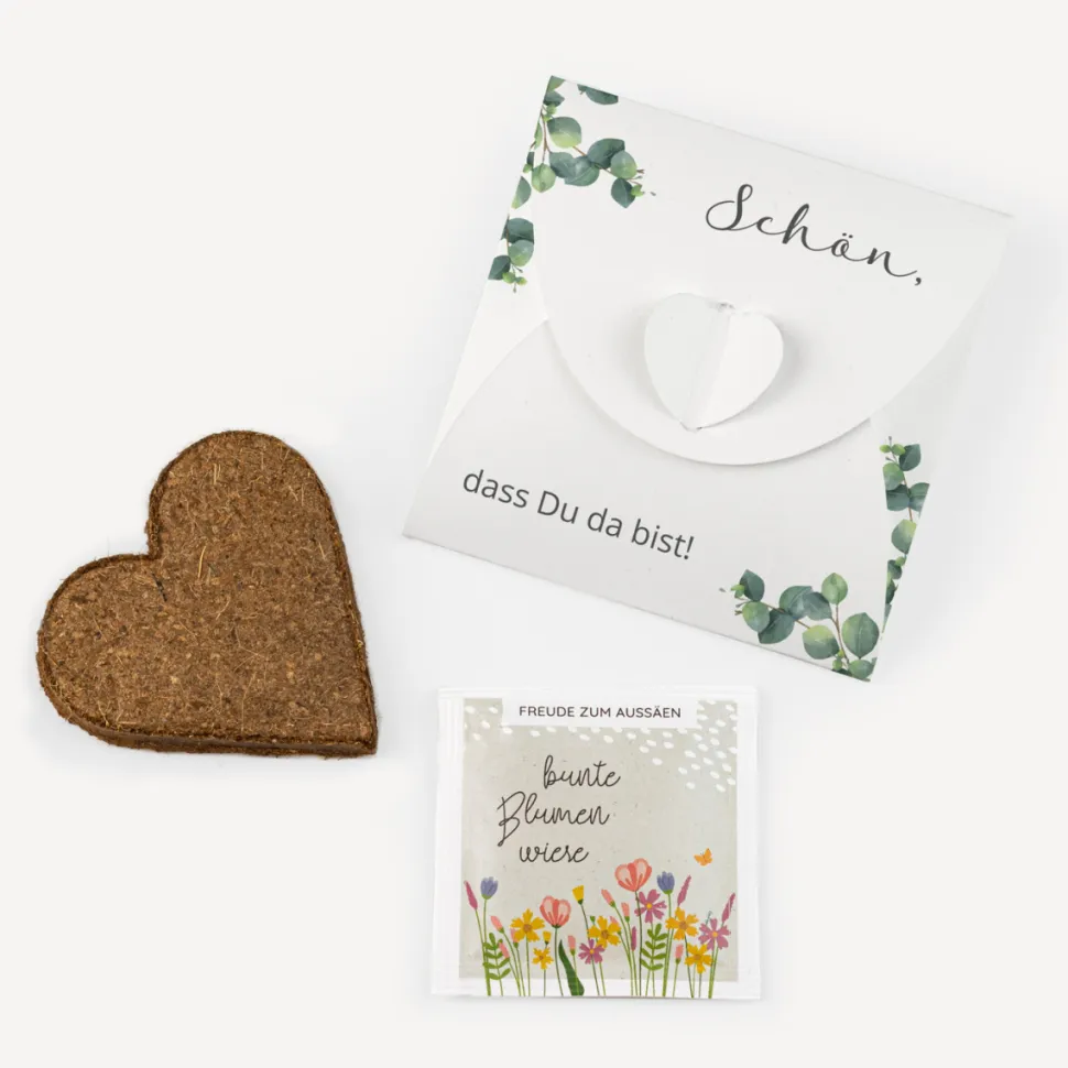 Gastgeschenk Anzuchtset Herz "Eukalyptus Kreuz"