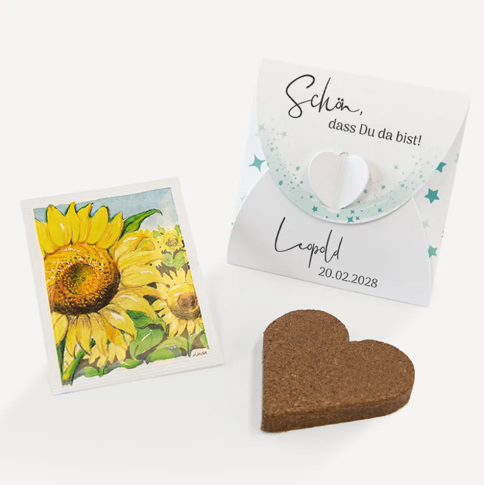 Gastgeschenk Anzuchtset Herz "Sterne"