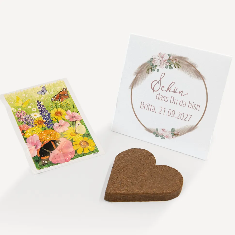 Gastgeschenk Anzuchtset Herz "Boho Pampas"