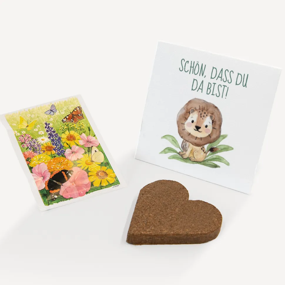 Gastgeschenk Anzuchtset Herz "Löwe Leo"