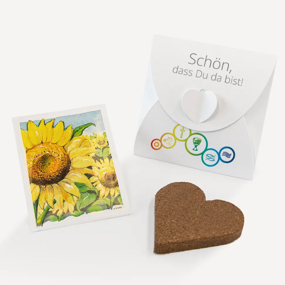 Gastgeschenk Anzuchtset Herz "Regenbogen Symbole"