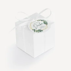 Gastgeschenk Box + Anhänger "Eukalyptus Geometrie"