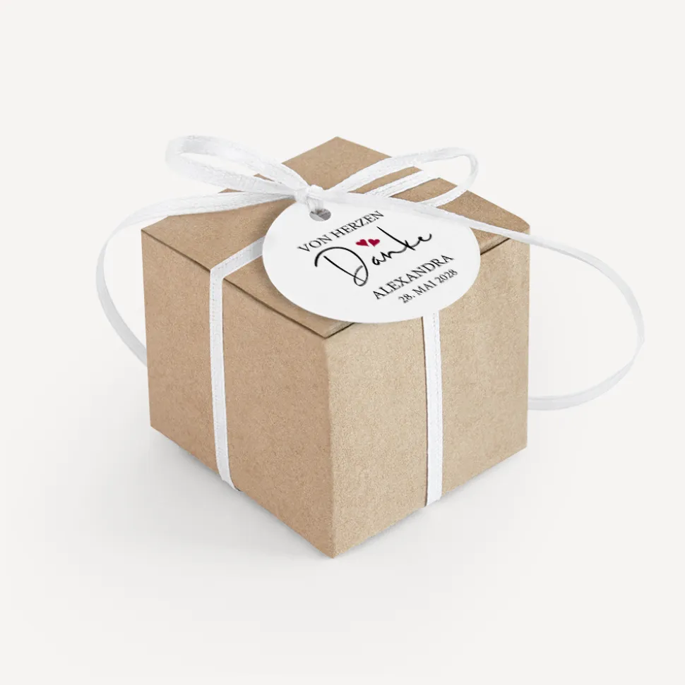 Gastgeschenk Box + Anhänger "Kalligrafie"
