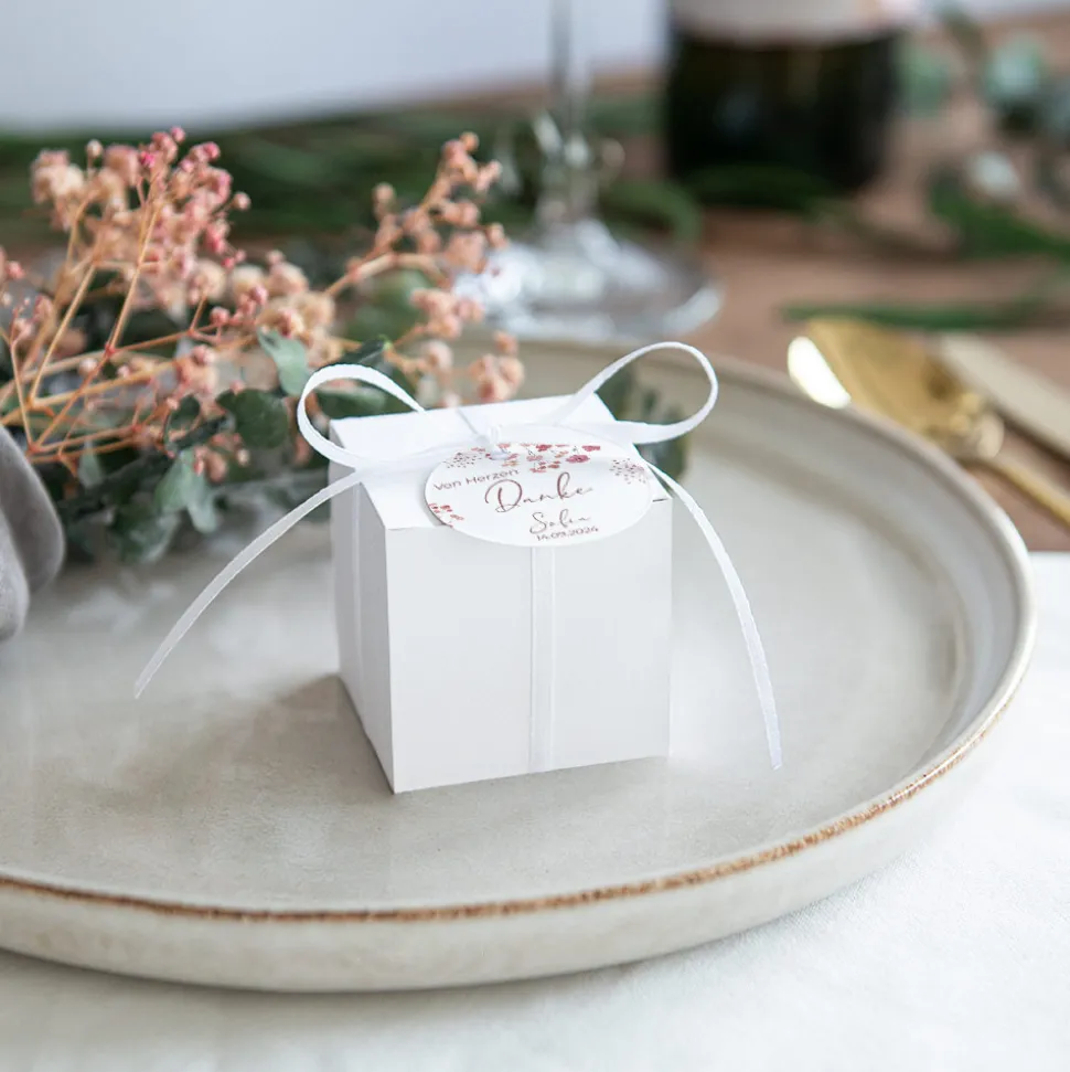 Gastgeschenk Box + Anhänger "Trockenblumen Blush"