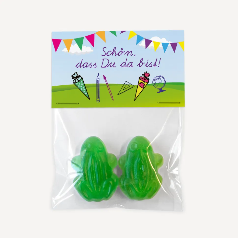 Gastgeschenk Einschulung Tüte transparent mit Etikett "Zuckertüte"