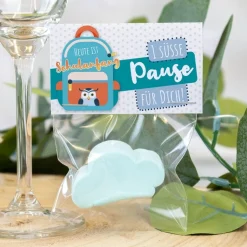 Gastgeschenk Einschulung Tüte transparent + Etikett