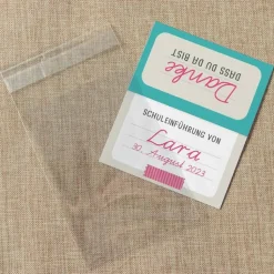Gastgeschenk Einschulung Tüte transparent + Etikett
