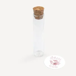 Gastgeschenk Glasröhrchen mit Korken und Aufkleber "Taube"